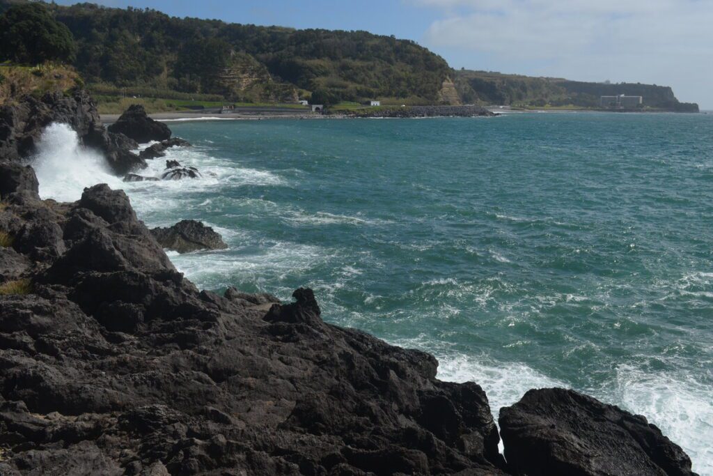 Praia Água de Alto volcanic rocks coastline São Miguel