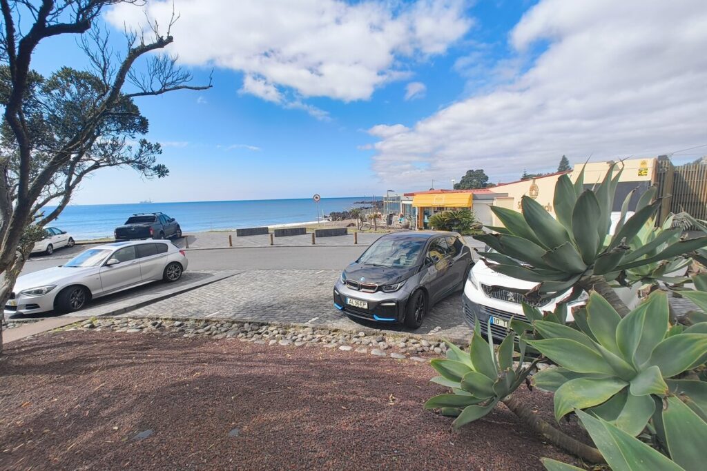 Praia do Pópulo: a beautiful beach near Ponta Delgada 6 Praia do Pópulo parking and beach access São Miguel Azores near Ponta Delgada
