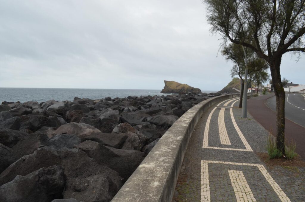 Seaside promenade along Praia de São Roque in Ponta Delgada, São Miguel Island, Azores