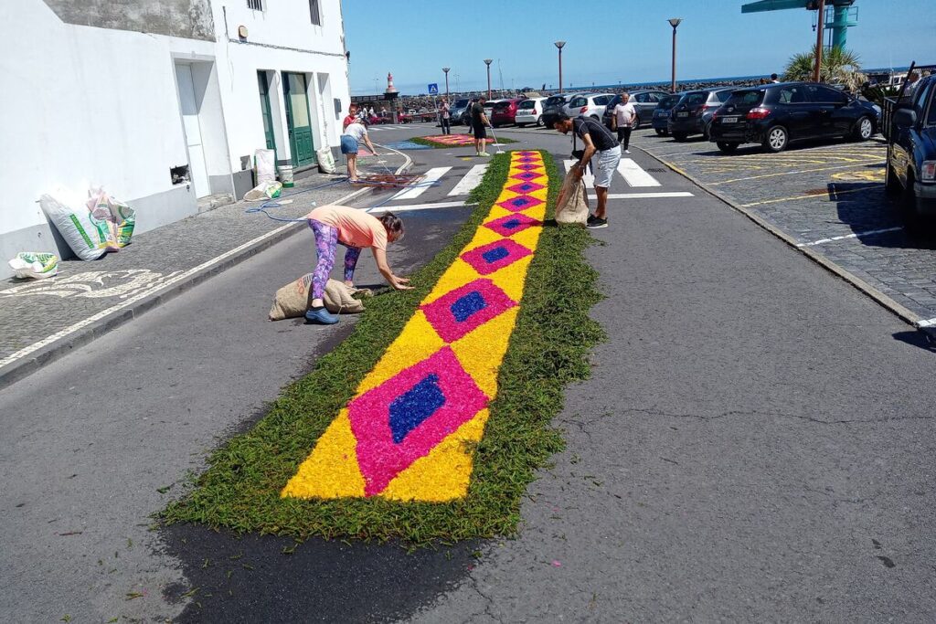 Corpus Christi flower carpets Povoação São Miguel Azores