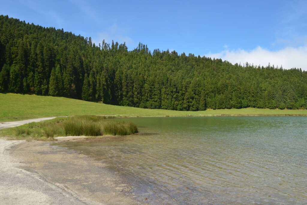 Hidden lake at Lagoa de São Brás in the Azores